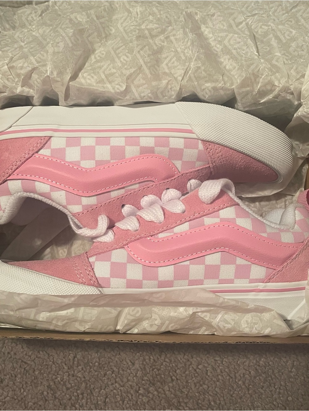 Vans Kids Knu Skool Checkerboard Skate Shoe - Big Kid - Pink / White